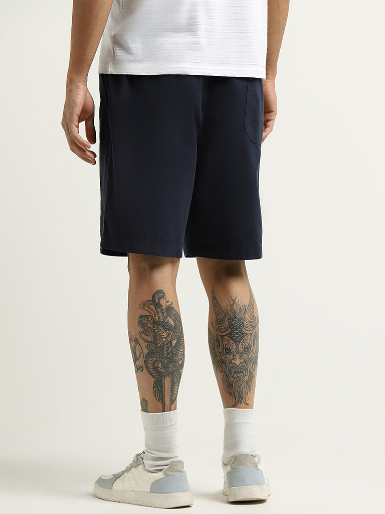 WES Lounge Navy Cotton Relaxed Fit Shorts