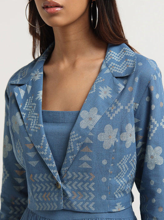 Bombay Paisley Blue Tiered Dress with Jacket