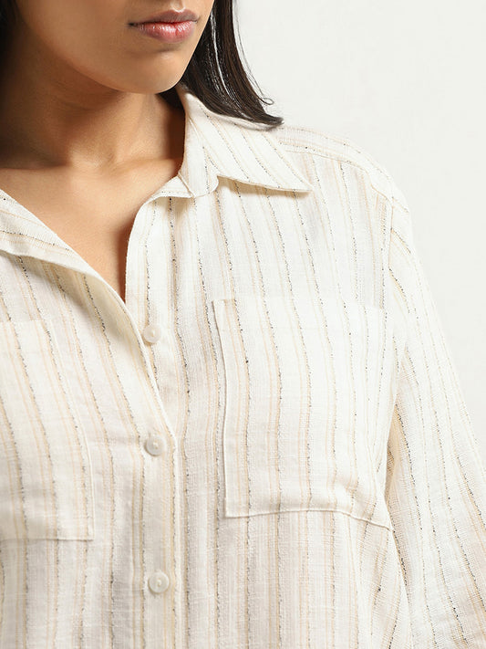 Gia Off-White Striped Shirt