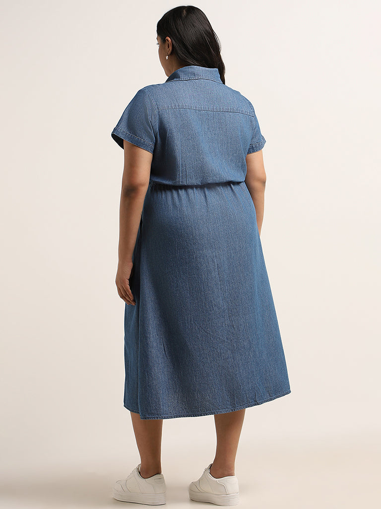 Gia Blue Solid Denim Dress