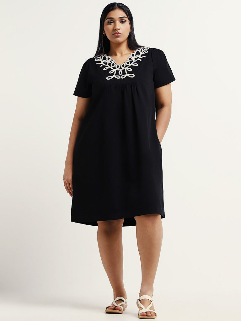 Gia Black Embroidered Dress