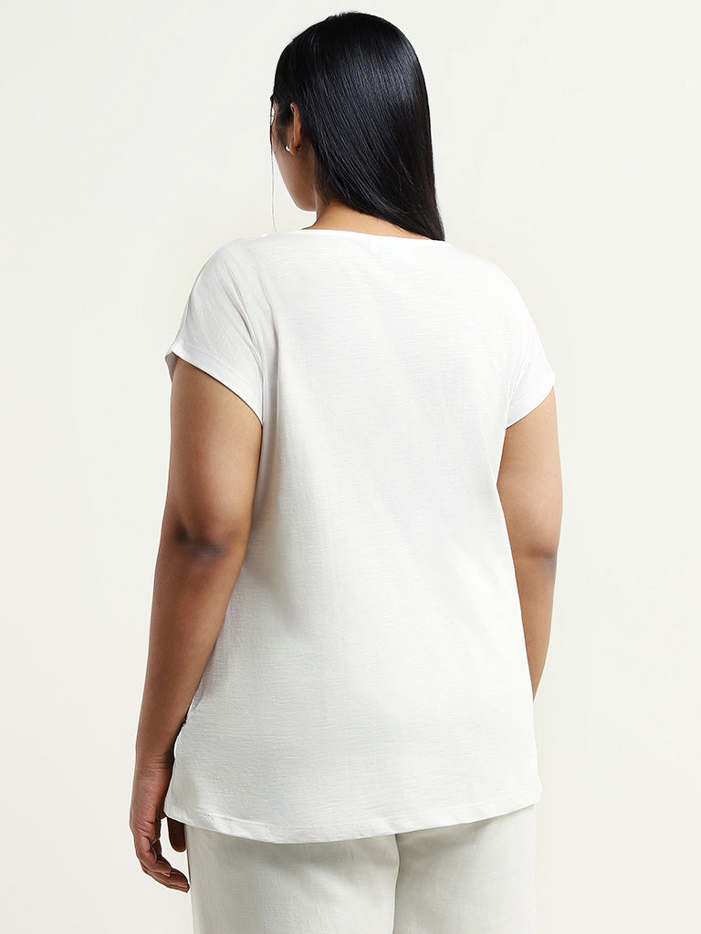 Gia White Patch Embroidery T-Shirt