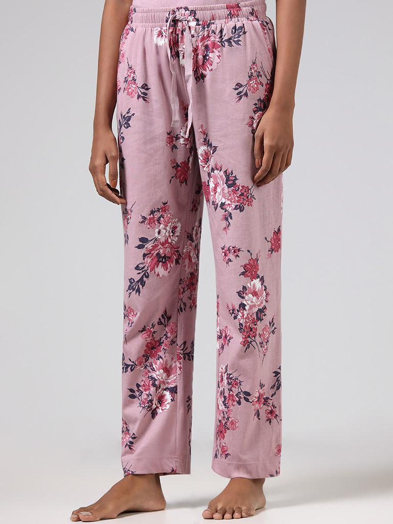 Wunderlove Pink Floral Cotton Pyjamas