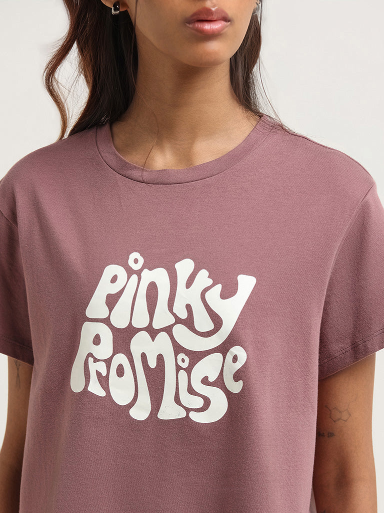 Superstar Dusky Pink Printed T-Shirt