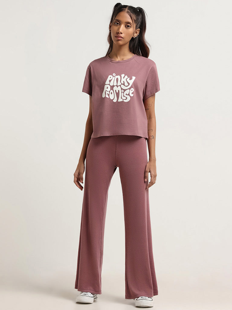 Superstar Dusky Pink Printed Cotton T-Shirt