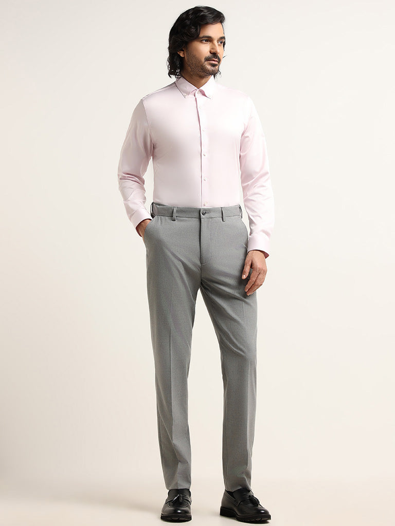 WES Formals Light Pink Slim-Fit Shirt