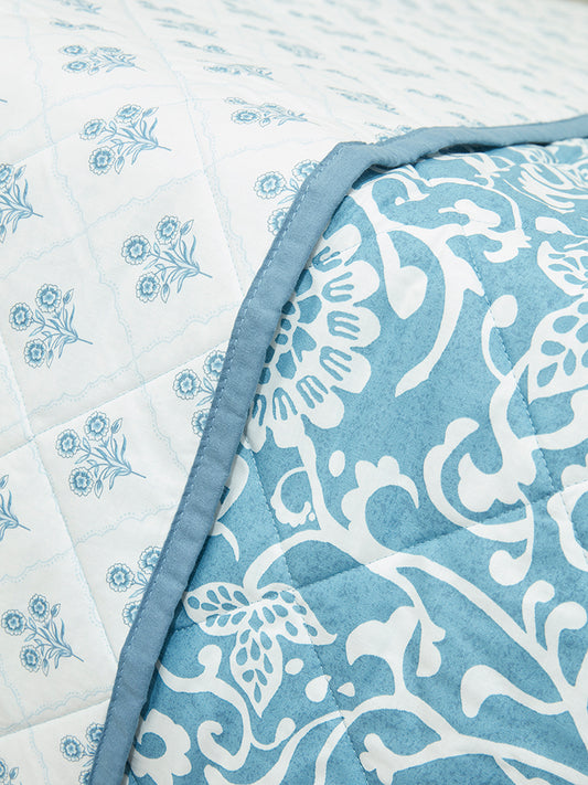 Westside Home Blue Floral Printed Double Comforter