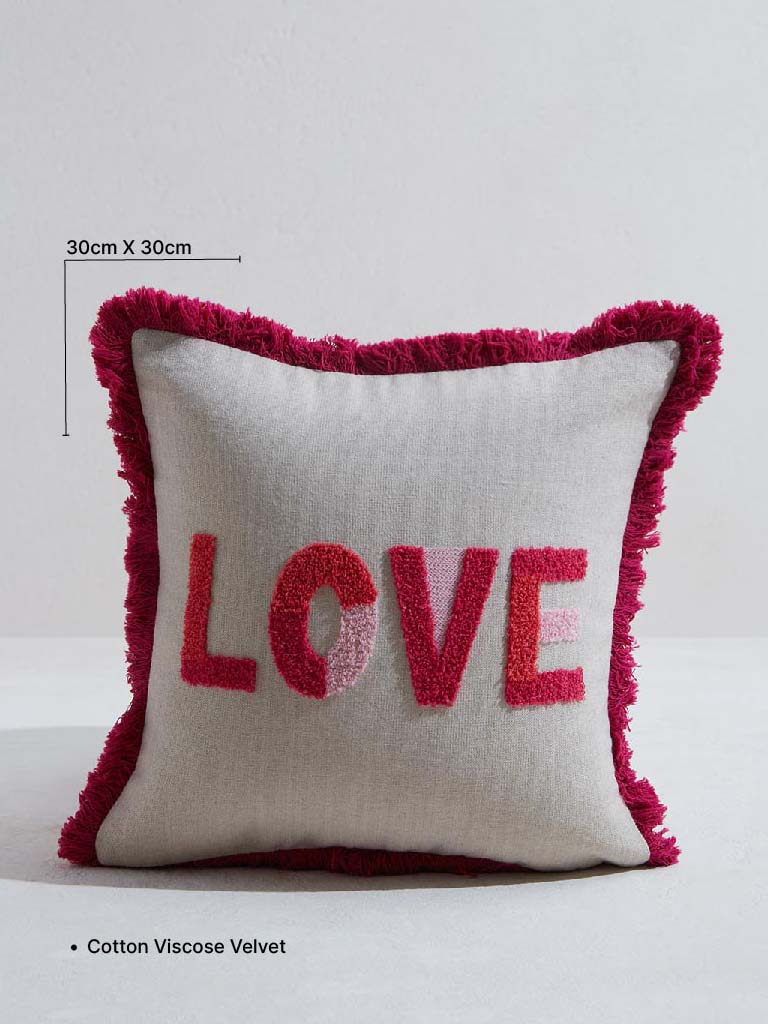 Westside Home Red Text Embroidered Cushion Cover