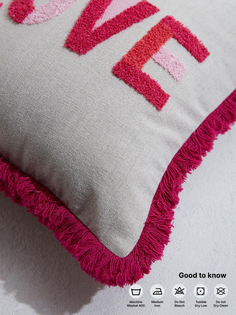 Westside Home Red Text Embroidered Cushion Cover