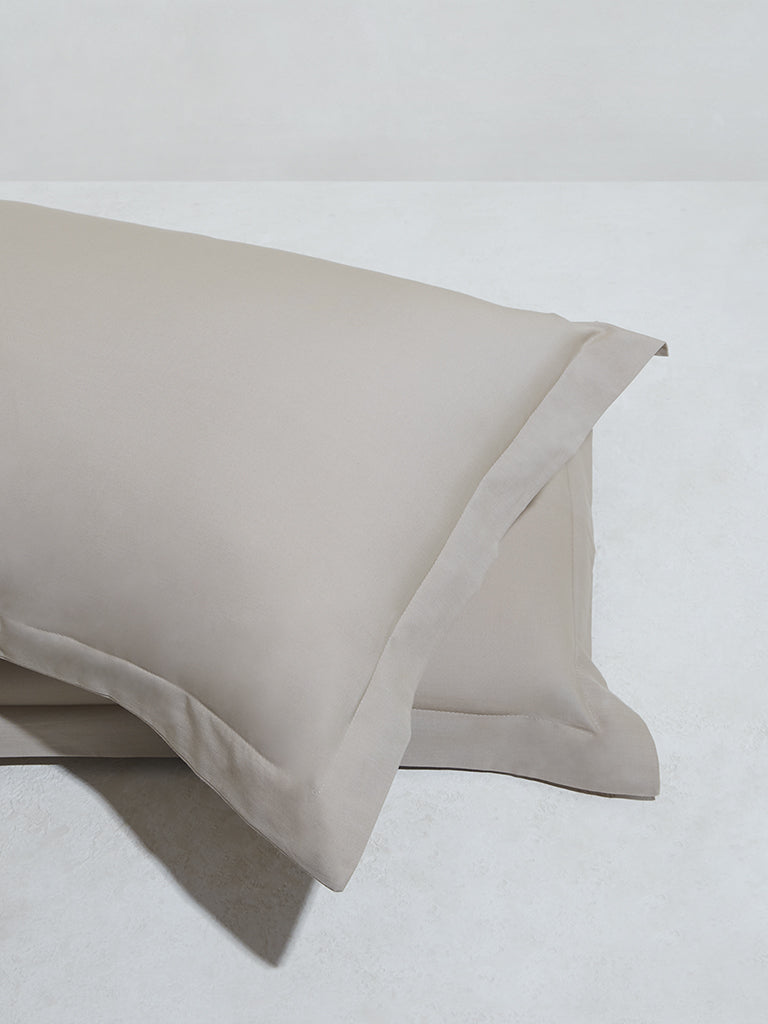 Westside Home Taupe Solid Pillowcover (Set of 2)
