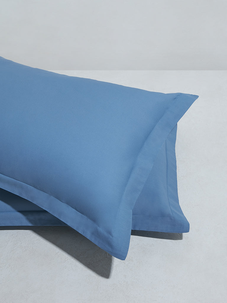Westside Home Blue Solid Pillowcover (Set of 2)