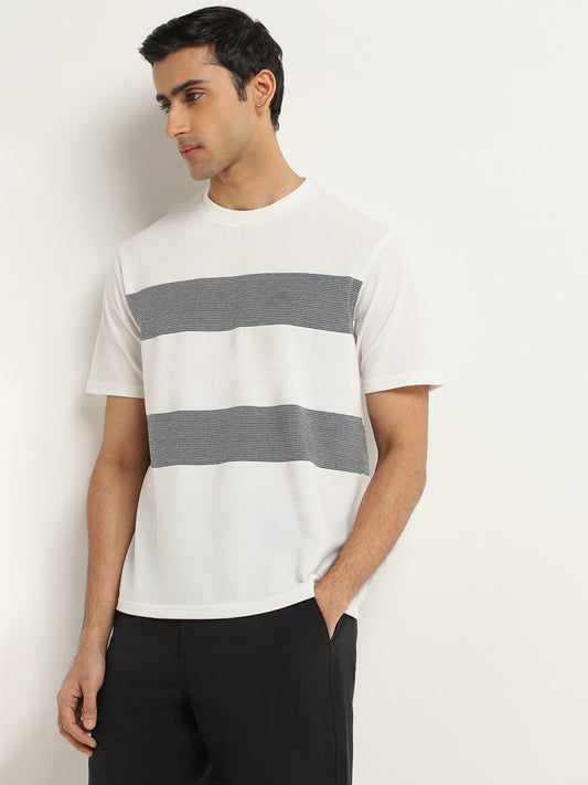 WES Lounge White Knitted Relaxed Fit T-Shirt