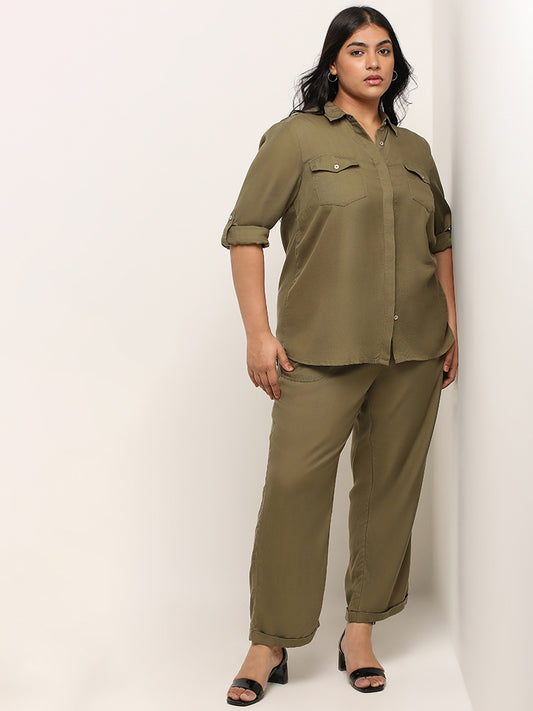 Gia Olive Green Straight Pants