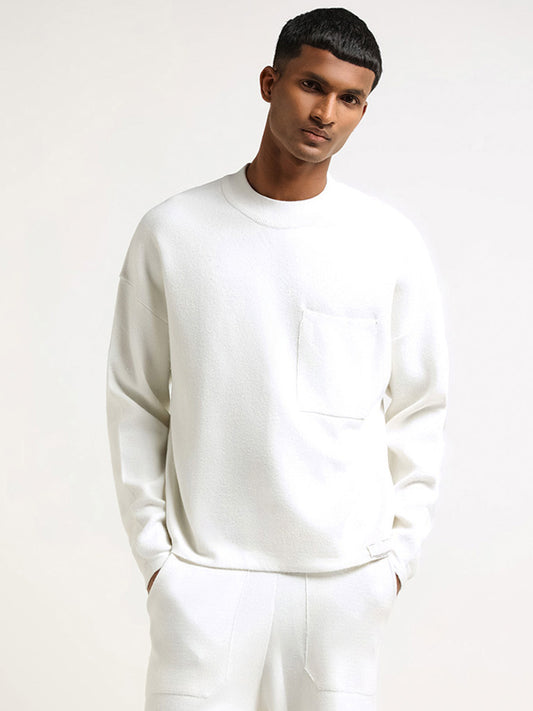 Studiofit White Relaxed Fit Sweater