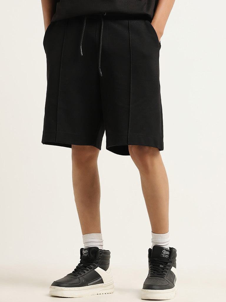 Studiofit Plain Black Relaxed Fit Shorts