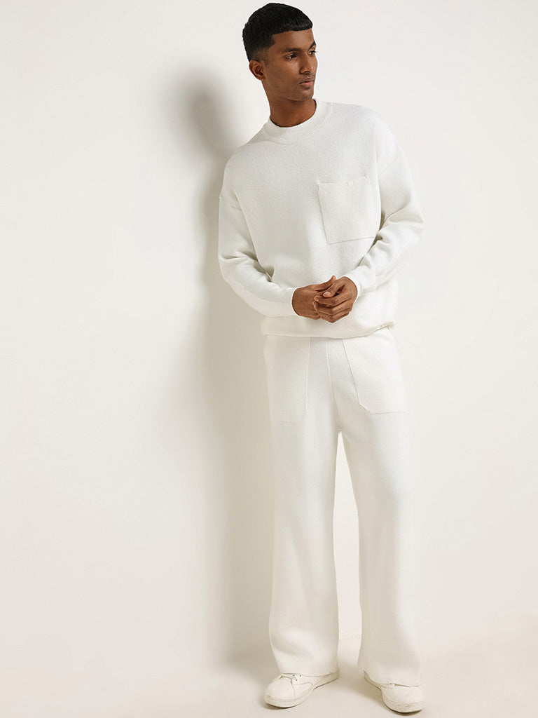 Studiofit White Relaxed Fit Track Pants