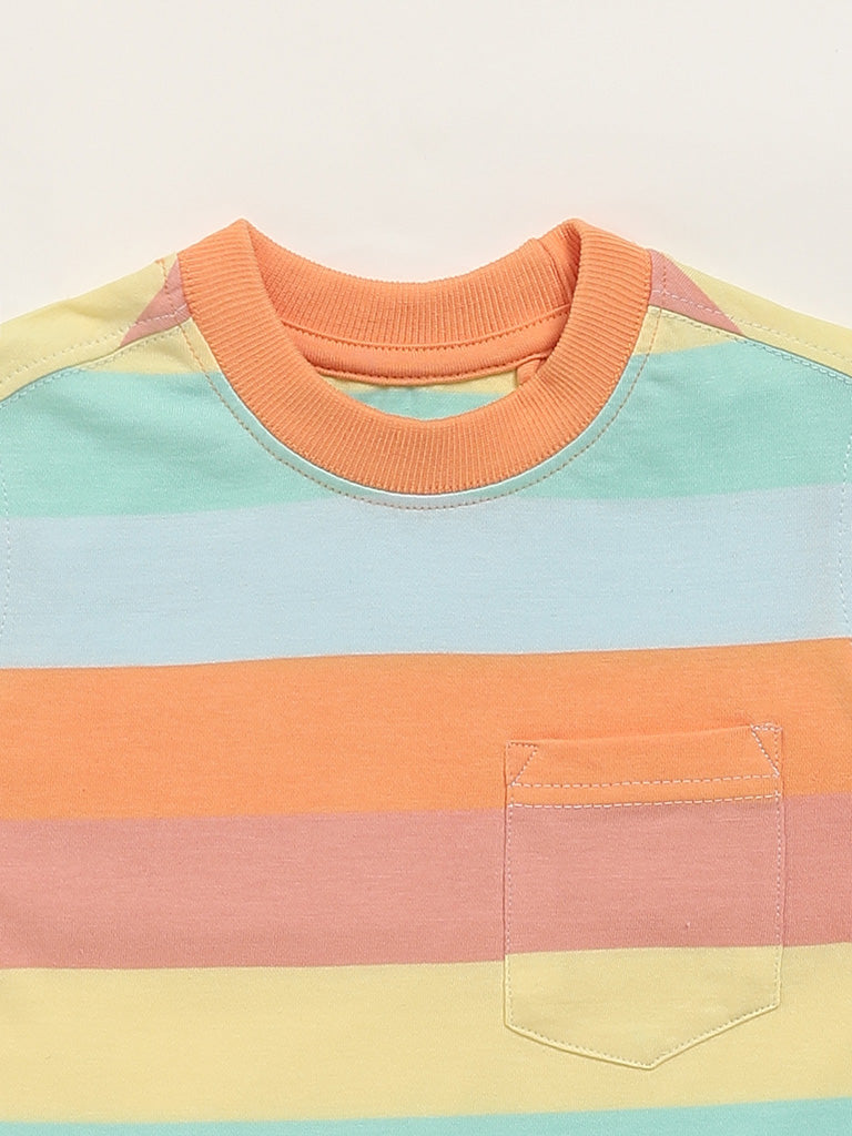 HOP Kids Multicolor Striped T-Shirt