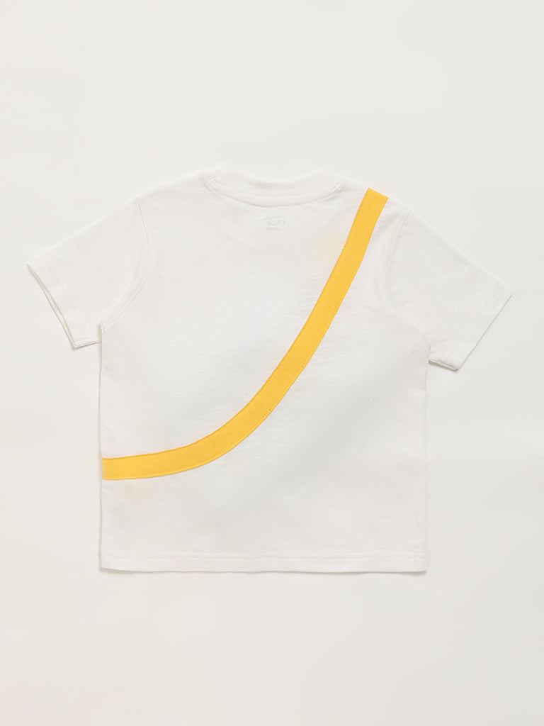 HOP Kids White Embroidered T-Shirt