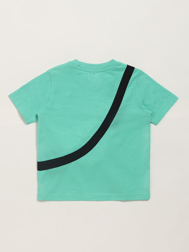 HOP Kids Mint Green Printed T-Shirt