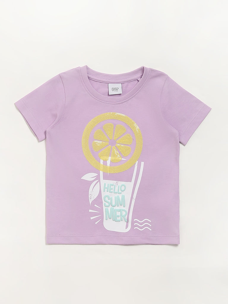 HOP Kids Lilac Embroidered T-Shirt