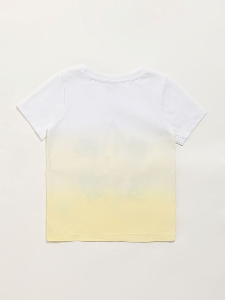 HOP Kids Light Yellow Printed T-Shirt