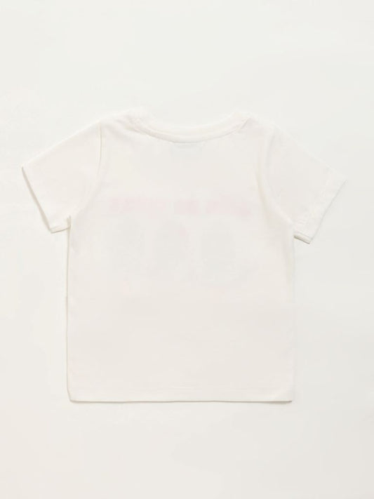 HOP Kids Off-White Embellished T-Shirt
