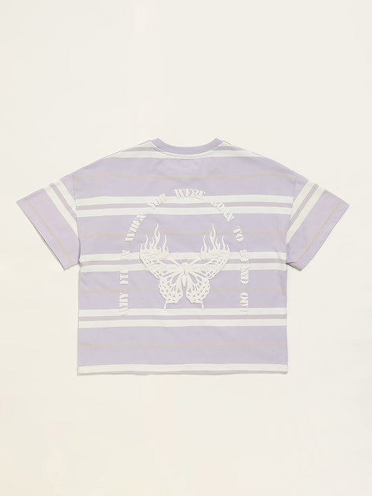 Y&F Kids Lilac Striped T-Shirt