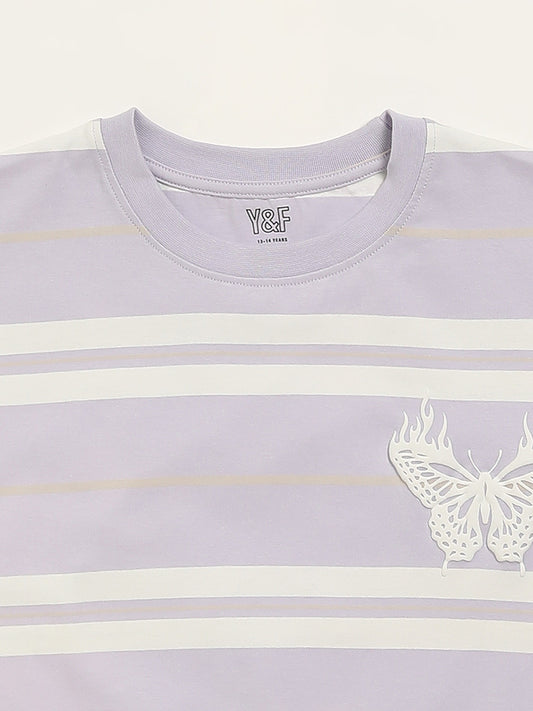 Y&F Kids Lilac Striped T-Shirt