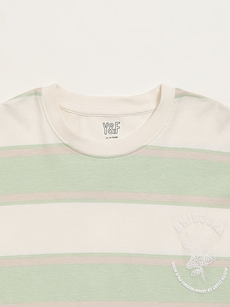 Y&F Kids Sage Striped T-Shirt