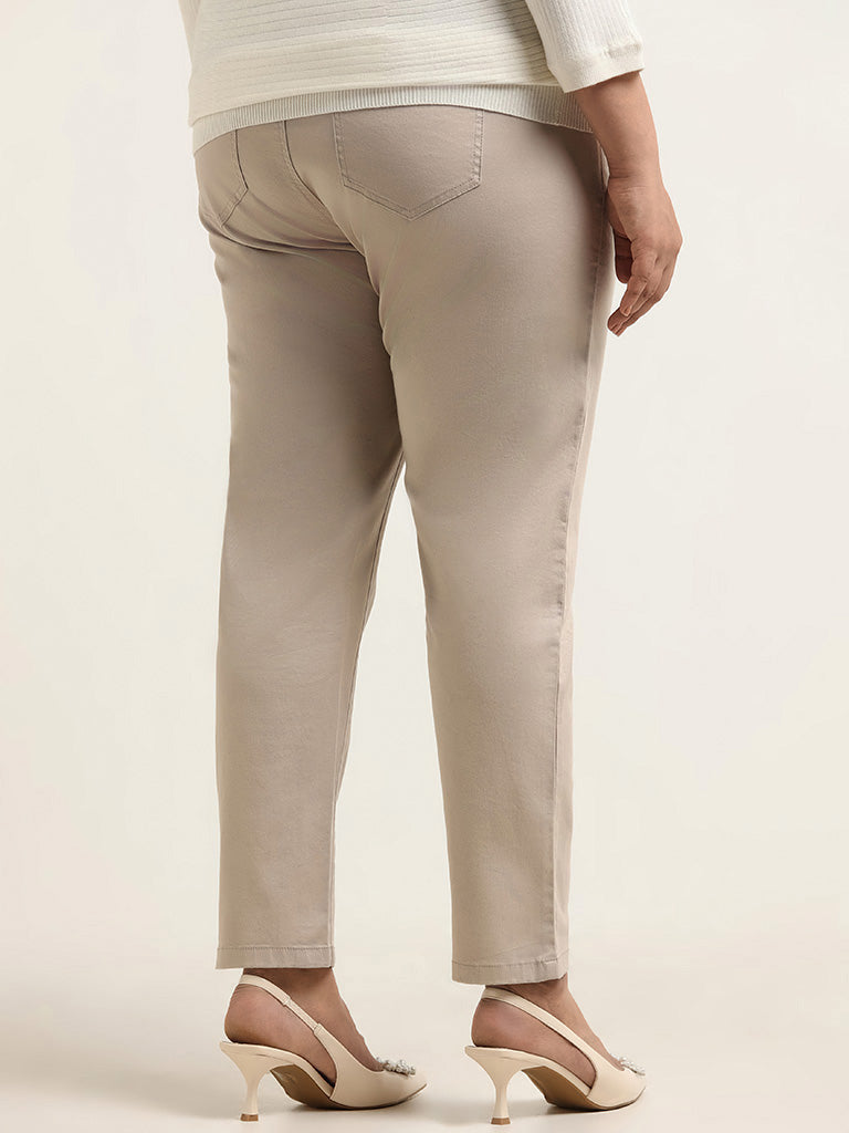 Gia Beige Mid Waist Solid Jeggings