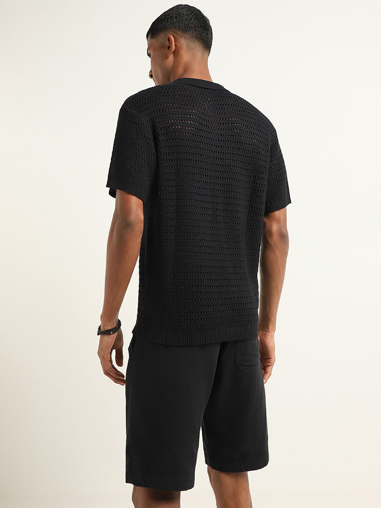 ETA Black Knitted Slim Fit T-Shirt