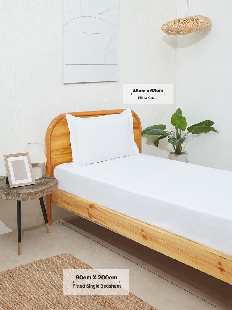 Westside Home White Solid Single Bed Fitted Sheet