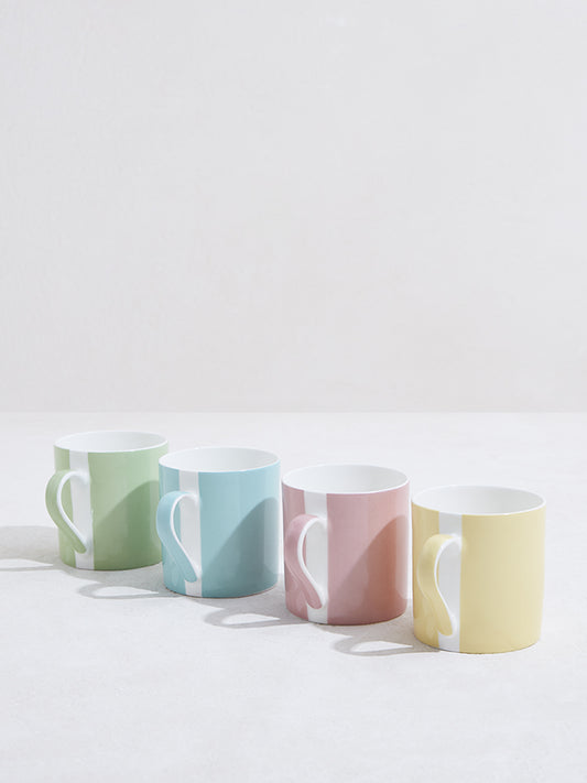 Westside Home Multicolour Striped Design Mugs - (Set of 4)