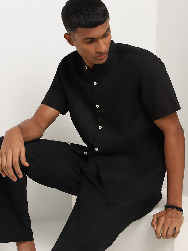 ETA Self-Patterned Black Resort Fit Shirt