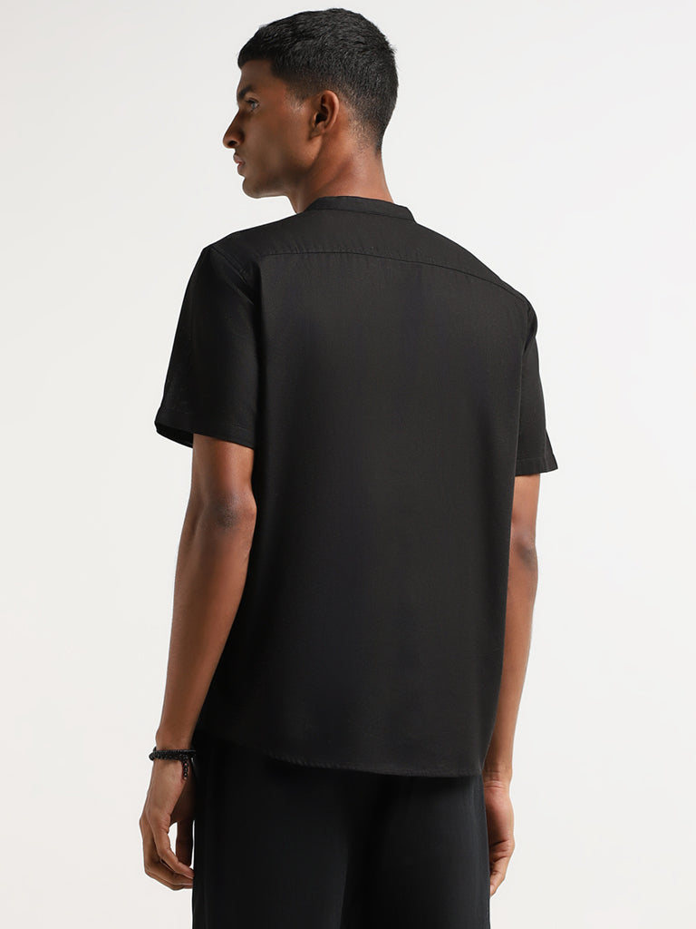 ETA Self-Patterned Black Resort Fit Shirt