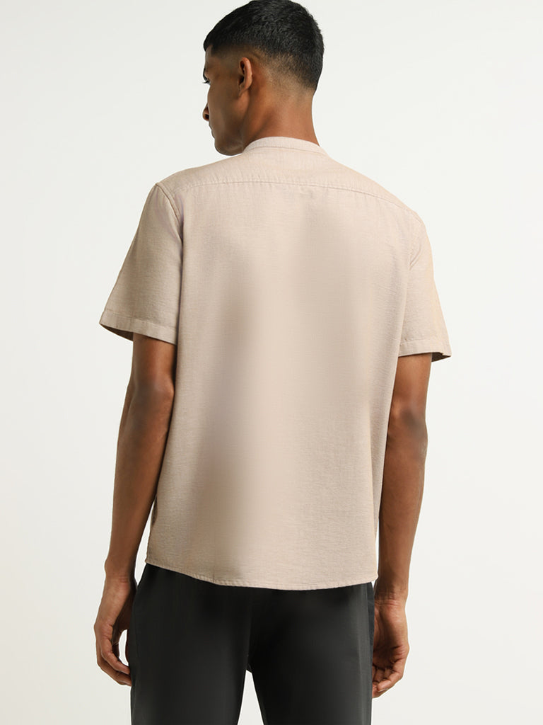 ETA Brown Self-Patterned Cotton Resort Fit Shirt