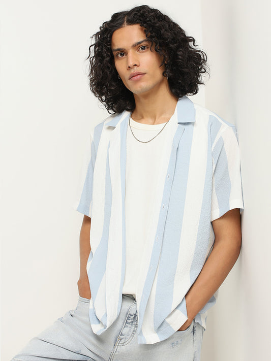 Nuon Light Blue Striped Shirt