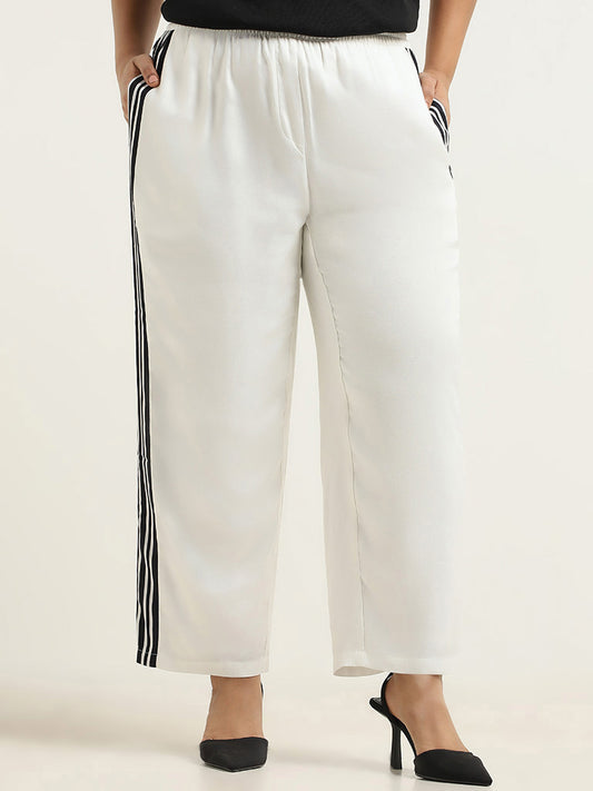 Gia White Striped Cotton Pants