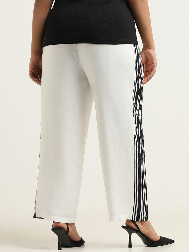 Gia White Striped Pants