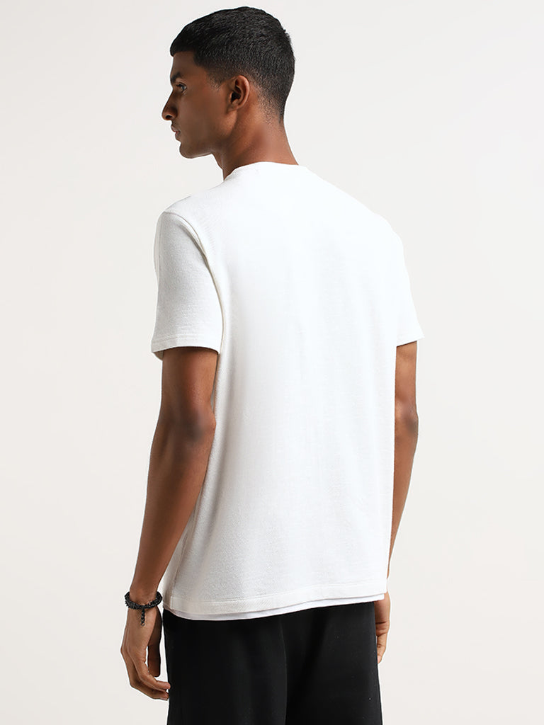 ETA Off-White Henley Cotton Blend Slim Fit T-Shirt