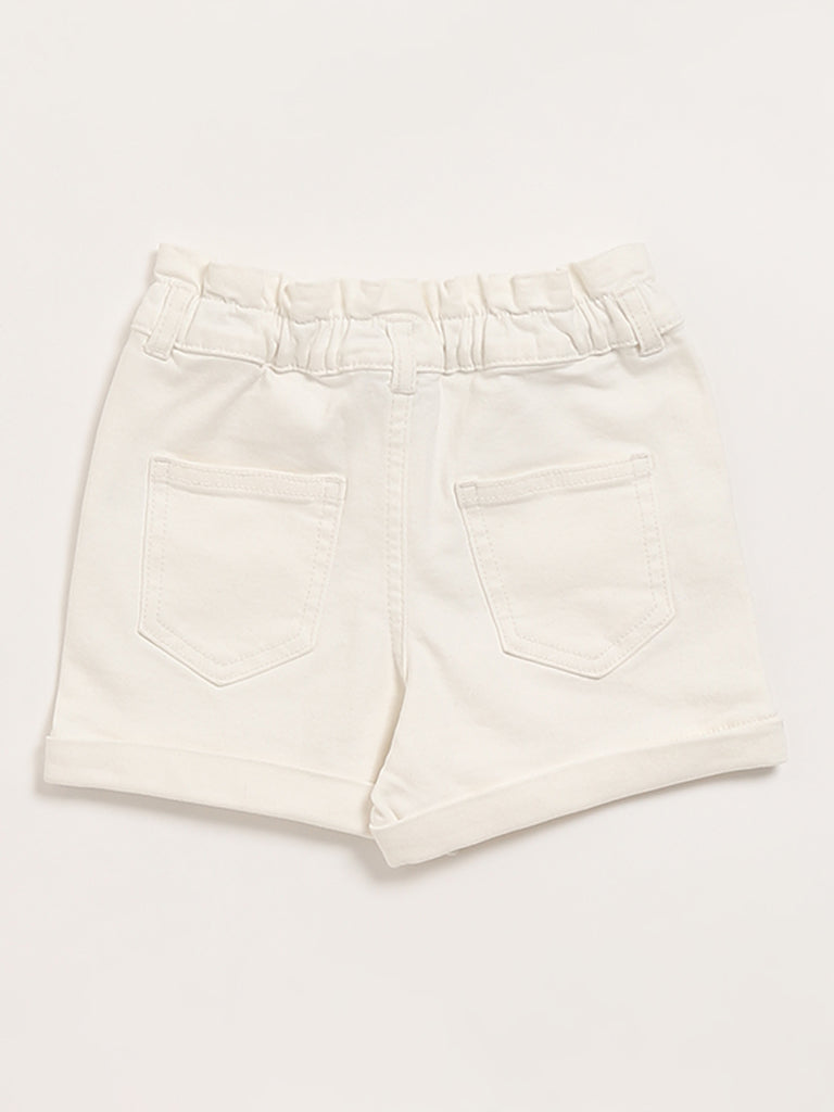 HOP Kids White Denim Shorts