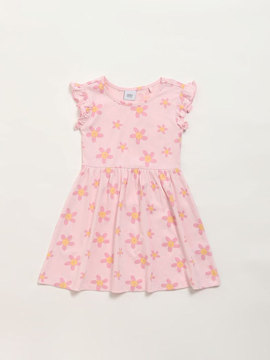 HOP Kids Pink Floral Printed Dress