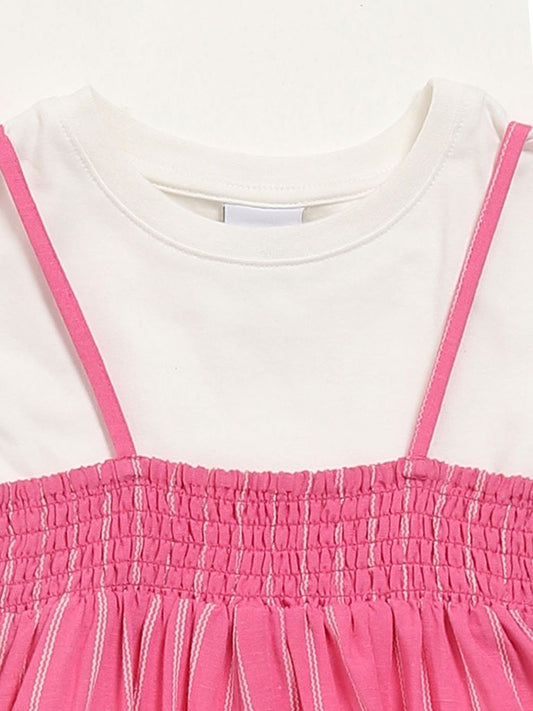 HOP Kids Pink Pinafore with T-Shirt