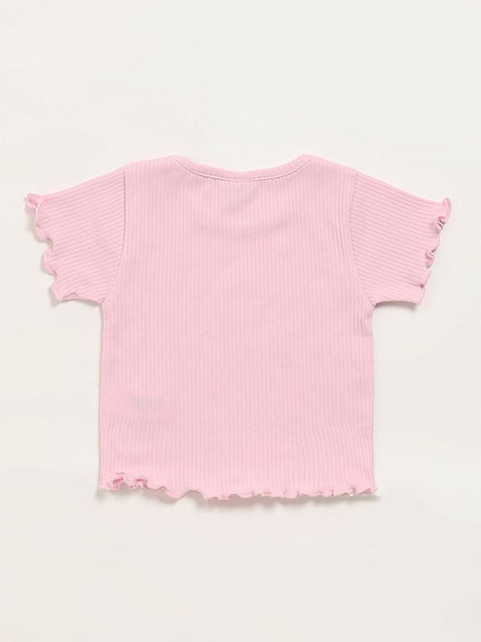 HOP Kids Pink Self-Striped Top