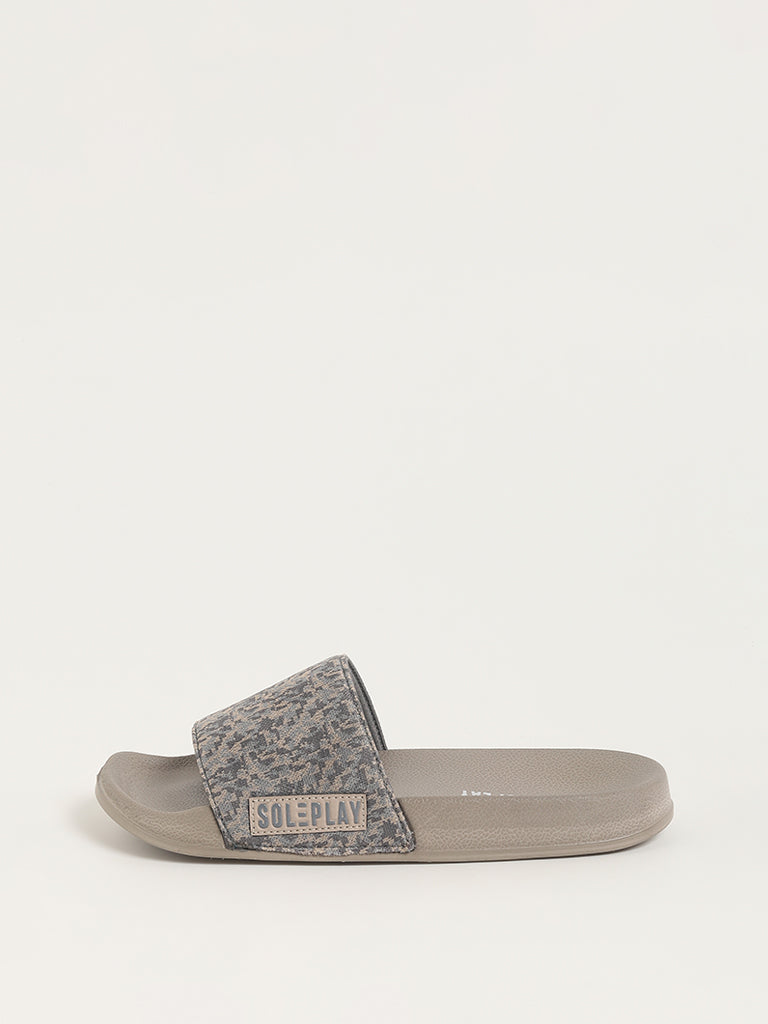 SOLEPLAY Grey Camo Knitted Slides