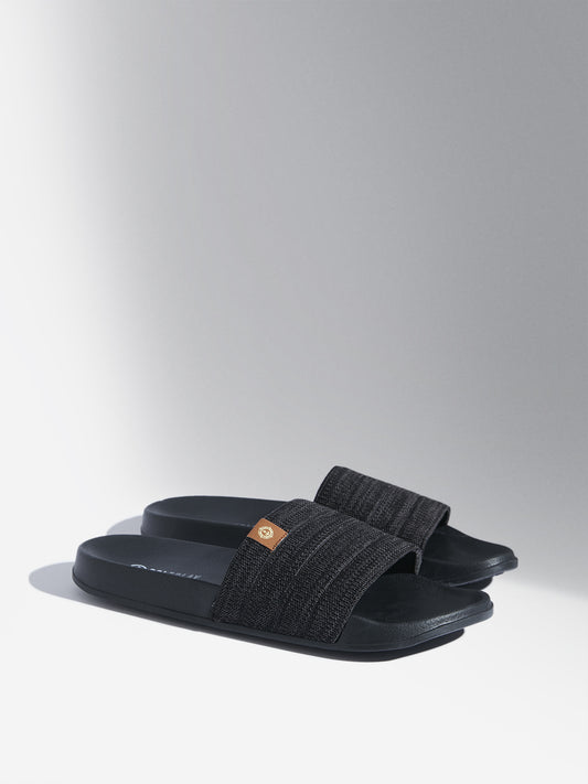 SOLEPLAY Black Knit-Textured Flip-Flop