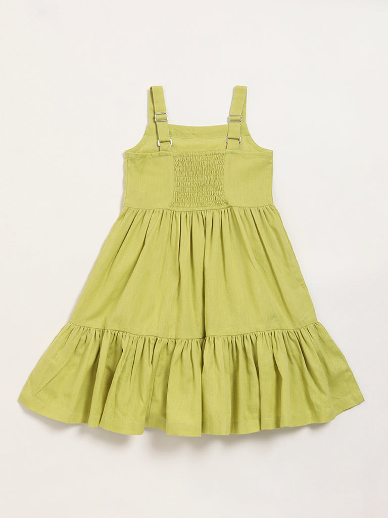 Utsa Kids Green Tiered Dress (2 - 8yrs)