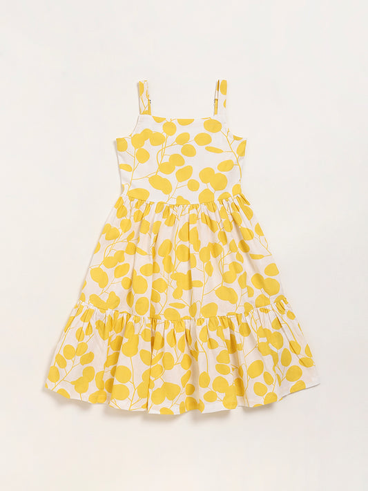 Utsa Kids Yellow Tiered Dress