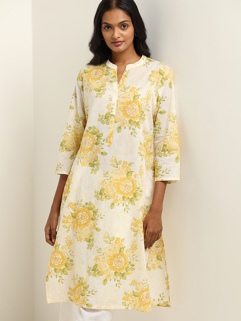 Yellow Floral Print Kurtis Online Shopping for Women at Low Prices