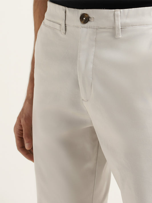 Ascot Off-White Plain Relaxed Fit Chinos